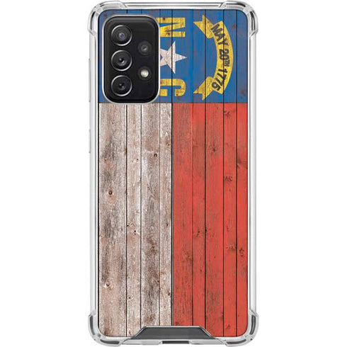 North Carolina Flag Dark Wood Galaxy A72 5G Clear Case